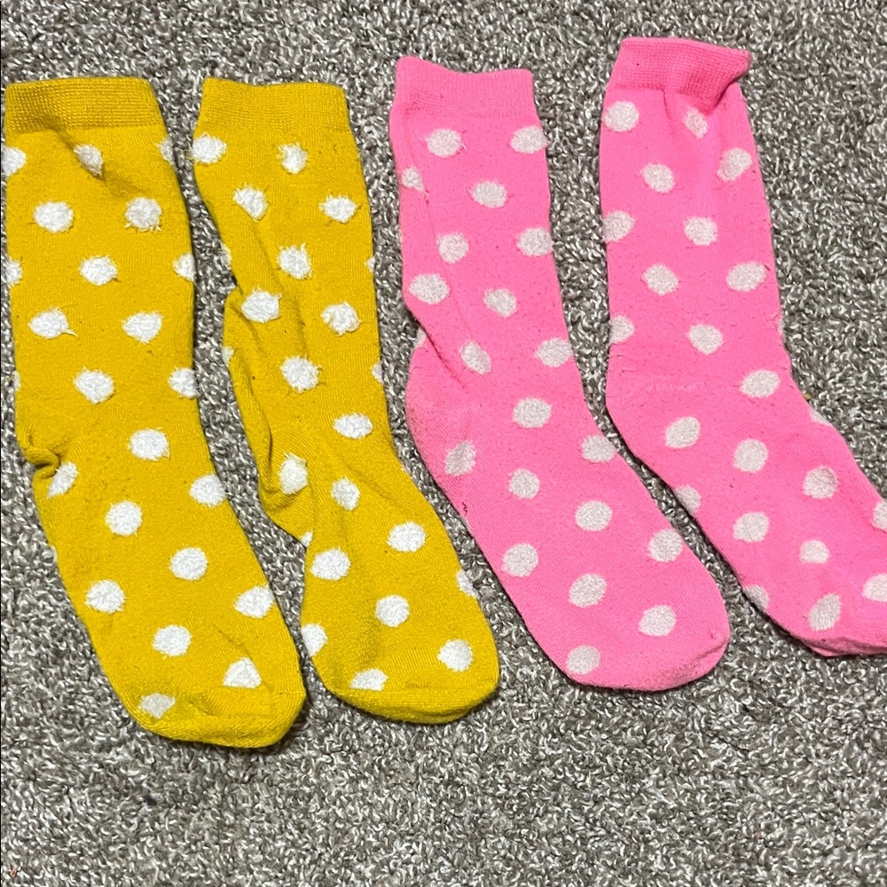 Polka Dot Socks Set in Yellow and Pink